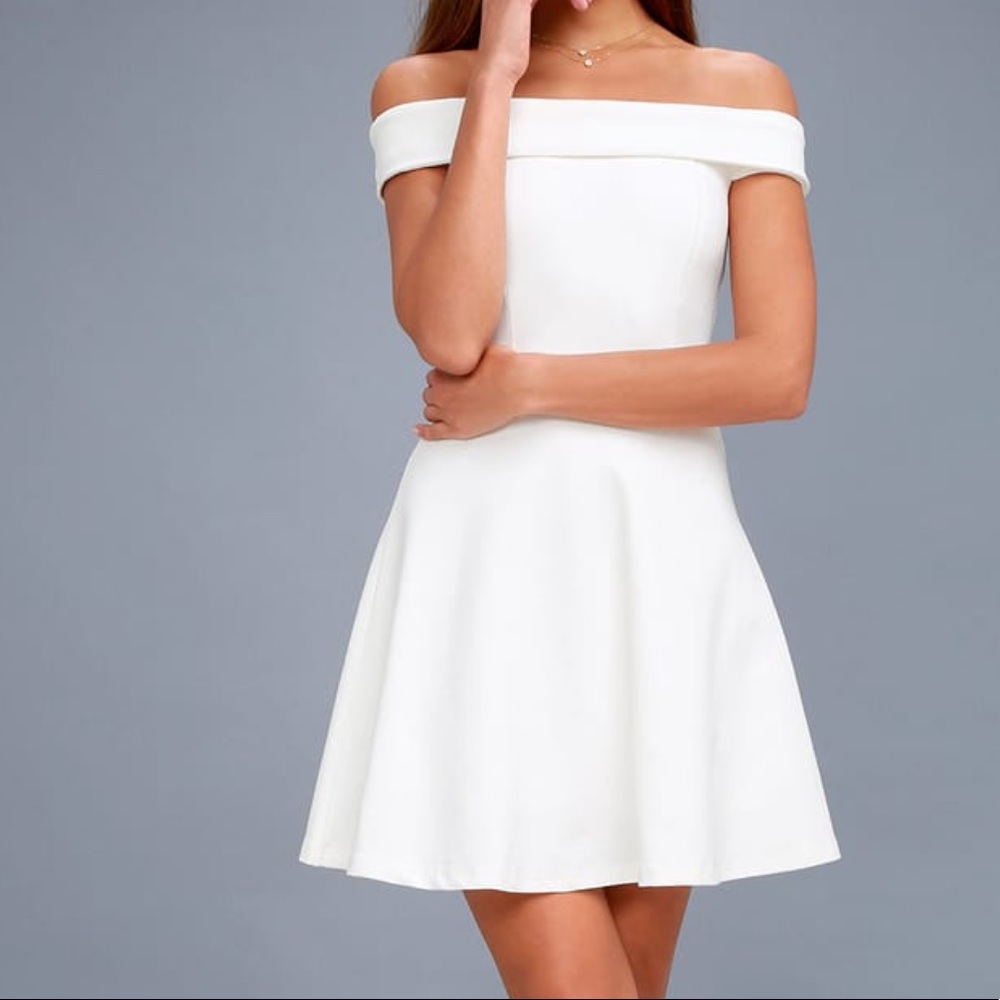 White off the shoulder skater dress